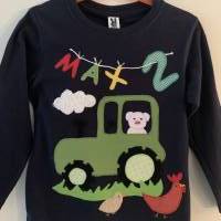 GeburtstagsShirt T-Shirt benäht Traktor Applikation Name Zahl personalsierbar ab Gr.92 Bild 3