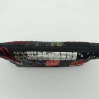 Kulturtasche, schwarz-rot im Patchwork-Stil kombiniert mit Kork Bild 5