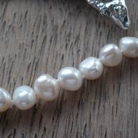 Traumhaft schöne echte Perlenkette mit Echt Silber Herz-Verschluss,Handgefertigte Süßwasser Perlenkette mit Herz, Bild 5