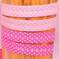 Schrägbänder Kantenband Einfassband mit Punkten Tupfen rosa und hellblau 20 mm Baumwolle Bild 1
