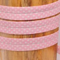 Schrägbänder Kantenband Einfassband mit Punkten Tupfen rosa und hellblau 20 mm Baumwolle Bild 2