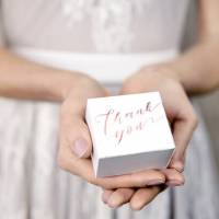 Gastgeschenkbox - Verpackung Thank You in Weiß-Rosegold Bild 1