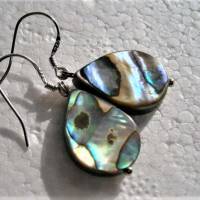Ohrringe mit Abalone dem Opal der Meere als Tropfen 18 x 14 mm an 925er Silber Bild 3