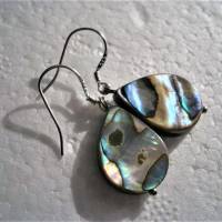 Ohrringe mit Abalone dem Opal der Meere als Tropfen 18 x 14 mm an 925er Silber Bild 4