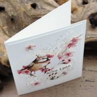 Grußkarte, Glückwunschkarte zum Geburtstag mit Kirschblütenzweig und Vogelmotiv Bild 5
