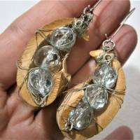 Verrückte Ohrringe beige Samenschote mit funkelnden Glasperlen handgemacht Naturschmuck silberfarben Bild 6