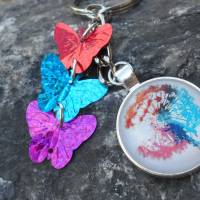 Pusteblume vs. Schmetterlinge    Cabochon Rund Schlüsselanhänger Bild 3