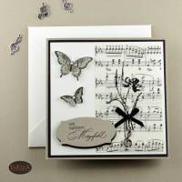 Trauerkarte Beileidskarte für Musiker mit Musiknoten und Schmetterlingen Bild 1