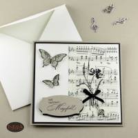 Trauerkarte Beileidskarte für Musiker mit Musiknoten und Schmetterlingen Bild 2