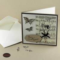 Trauerkarte Beileidskarte für Musiker mit Musiknoten und Schmetterlingen Bild 3