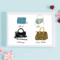 Bild für Schlafzimmer „Handtaschen“ handgemalt | Illustration | Designer Taschen | Wand Dekoration| Dior Chanel Louis Vu Bild 1