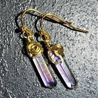 Ohrringe handgefertigt mit Kristallspitzen in wirework goldfarben zum hippy look im boho chic Brautschmuck Bild 1