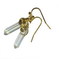 Ohrringe handgefertigt mit Kristallspitzen in wirework goldfarben zum hippy look im boho chic Brautschmuck Bild 2