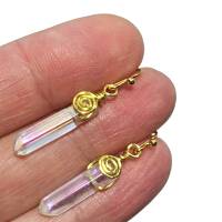 Ohrringe handgefertigt mit Kristallspitzen in wirework goldfarben zum hippy look im boho chic Brautschmuck Bild 3