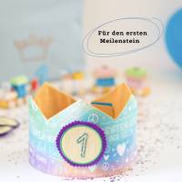 Geburtstagskrone mit Zahlen, Krone für Kindergeburtstag, Krone mit wechselbaren Zahlen, Personalisierbare Stoffkrone Reg Bild 1