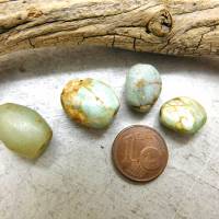 4 antike Amazonit-Perlen aus Mauretanien - abgeflachte Ovale - 9,05g - seltener Stein - Sahara Amazonit Perlen Bild 1