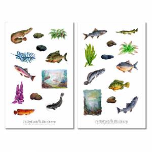 Fische Sticker Set | Bunte Aufkleber | Journal Sticker | Tiere Sticker | Planer Sticker | Sticker Angeln, Natur Sticker Bild 2