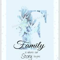 *FAMILY IS...* 3er Set in Blau Handlettering Print Poster Kunstdruck Bild mit Spruch Zitat Frühlingsblumen Bild 3