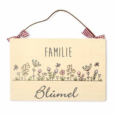 Geschenk Einzug Umzug Geburtstag Hochzeit, Türschild aus Holz für Familien personalisiert mit Name. Holzschild Haustür.