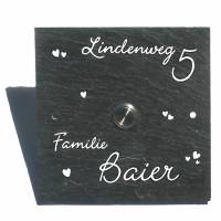 Klingelschild  Hausnummer Türschild in einem handbemalt wetterfest Wunschtext Schriftwahl Bild 1