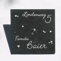 Klingelschild  Hausnummer Türschild in einem handbemalt wetterfest Wunschtext Schriftwahl Bild 2