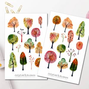 Herbst Bäume Sticker Set | Journal Sticker, journal sticker, Planer Sticker, Herbst, Herbstblätter, Natur, Garten, Baum, Bild 1