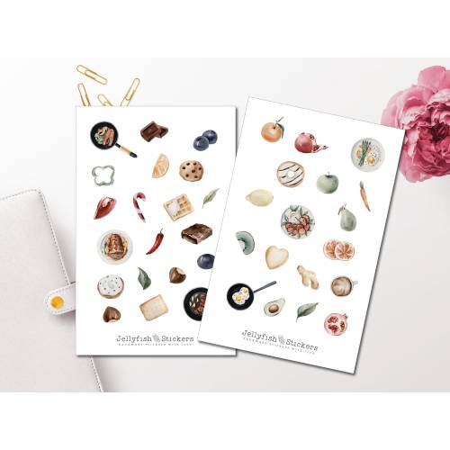 Winter Kochen Sticker Set - Journal Sticker, Planer Sticker, Aufkleber, Sticker Zuhause, Essen und Trinken, Gerichte, Ko