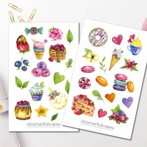 Süßigkeiten Sticker Set | Aufkleber | Journal Sticker | Planersticker | Sticker Cupcakes | niedliche Sticker | Sticker B Bild 1