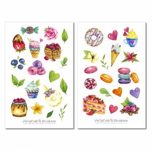 Süßigkeiten Sticker Set | Aufkleber | Journal Sticker | Planersticker | Sticker Cupcakes | niedliche Sticker | Sticker B Bild 2