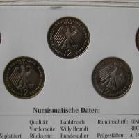 Die erste deutsche Münze zu Ehren von Willy Brand - 5 Münzen Bankfrisch Bild 2