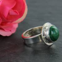 Malachit Fingerring grün rund in Silber gefasst wunderschöne Maserung Größe verstellbar Bild 5