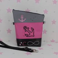 pinkeSterne ☆ Handtasche Anker Bestickt Maritim Rosa Bild 1