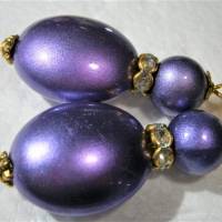 Große Ohrringe lila violett handgemacht goldfarben Acryl leicht Unikat boho chic 70er Stil Bild 4