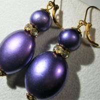 Große Ohrringe lila violett handgemacht goldfarben Acryl leicht Unikat boho chic 70er Stil Bild 5