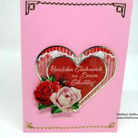 Geburtstagskarte mit Herz und Rosen #3-D #Handarbeit Bild 1