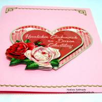 Geburtstagskarte mit Herz und Rosen #3-D #Handarbeit Bild 2