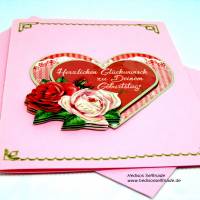 Geburtstagskarte mit Herz und Rosen #3-D #Handarbeit Bild 6