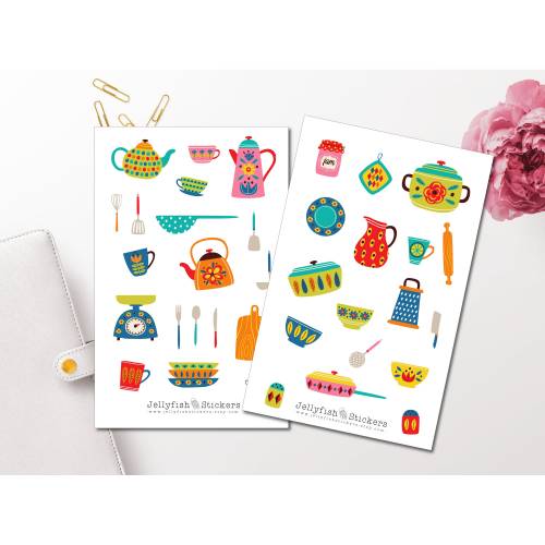 Vintage Kitchen Sticker Set | Wald Aufkleber | Journal Sticker | Sticker Retro | Sticker Küche | Sticker Haushalt | Stic