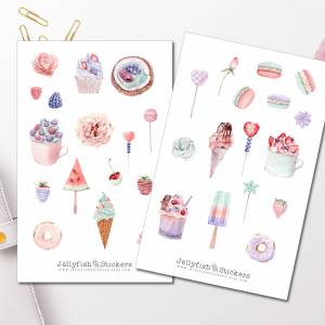 Süßigkeiten Pastell Sticker Set | Aufkleber | Journal Sticker | Planer Sticker | Sticker Essen | Sticker Kuchen | Eis St Bild 1
