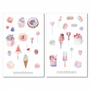 Süßigkeiten Pastell Sticker Set | Aufkleber | Journal Sticker | Planer Sticker | Sticker Essen | Sticker Kuchen | Eis St Bild 2