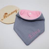 Halstuch für Kinder grau Fleece rosa mit Namen personalisiert / Kinderhalstuch / Babyhalstuch Bild 1