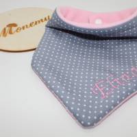 Halstuch für Kinder grau Fleece rosa mit Namen personalisiert / Kinderhalstuch / Babyhalstuch Bild 2