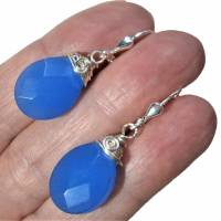 Ohrringe blau Achat facettiert große Tropfen royalblau an 925er Silber zum Edelhippy look im boho chic als Geschenk Bild 3