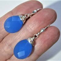 Ohrringe blau Achat facettiert große Tropfen royalblau an 925er Silber zum Edelhippy look im boho chic als Geschenk Bild 5