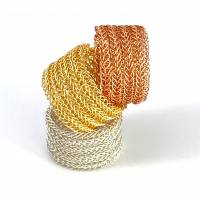 STRICKRING: Unifarbener doppelt gestrickter RING aus farbigem Kupferdraht - Farbwahl Bild 3
