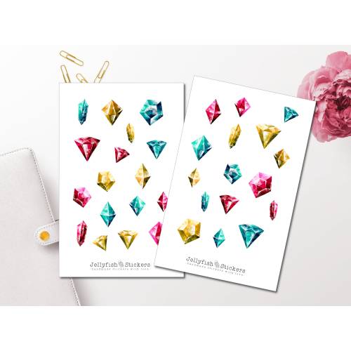 Diamanten Aquarell Sticker Set | Journal Sticker, journal sticker, Planer Sticker, Magie, Zauberei, Stein, Zauberer, Hex