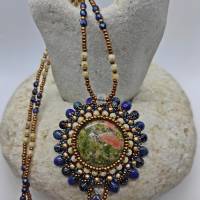 Bezaubernde Halskette, handgefertigt mit Picasso Perlen in unterschiedlichen Formen, Farben und Größen, Unikat Bild 3