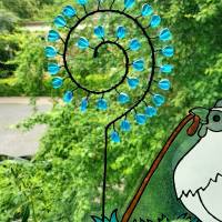 Spiral Blumenstecker Pflanzenstecker Sonnenfänger mit blauen Herzen Bild 2