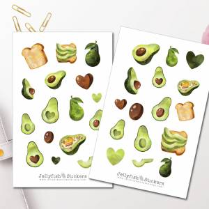 Avocado Sticker Set | Essen Aufkleber | Journal Sticker | Sticker Kochen | Planer Sticker bullet journal sticker, Sticke Bild 1