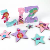 Holzbuchstaben Kinderzimmertür Meerjungfrauen Bild 5